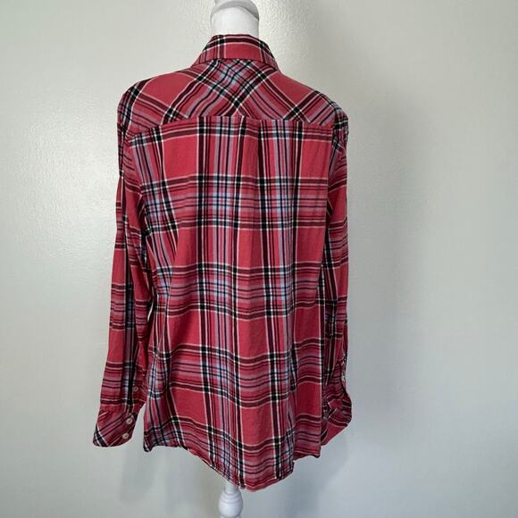 Talbots Womens Plus 1X Pink Plaid Button Front Shirt Long Sleeve Preppy - Picture 2 of 7